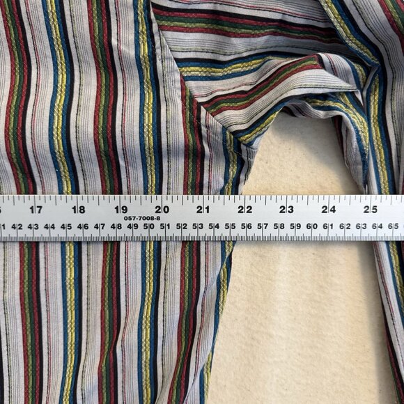 Robert Graham Stripe Button Up Shirt M Colorful Flip Cuff Paisley Silk Trim - Picture 9 of 10